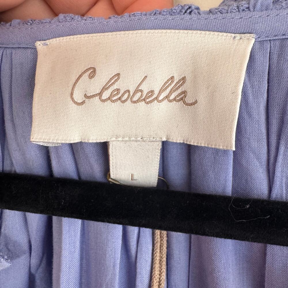 New Cleobella Alma Embroidered Pointelle Dress Purple Sz L - Picture 3 of 7
